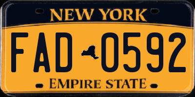 NY license plate FAD0592