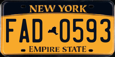 NY license plate FAD0593