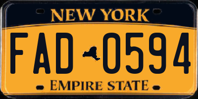 NY license plate FAD0594