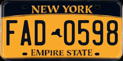 NY license plate FAD0598