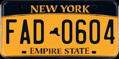 NY license plate FAD0604