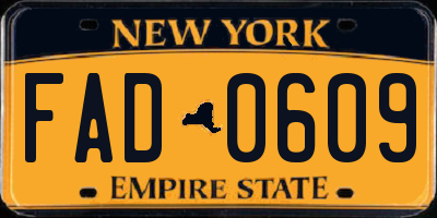 NY license plate FAD0609