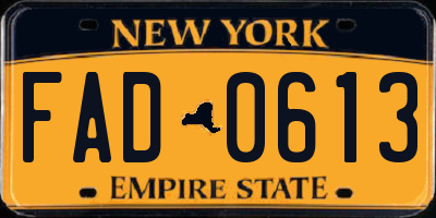 NY license plate FAD0613