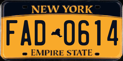 NY license plate FAD0614