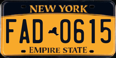 NY license plate FAD0615