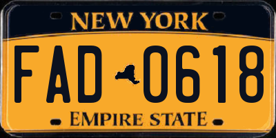 NY license plate FAD0618