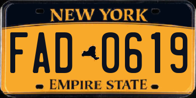 NY license plate FAD0619