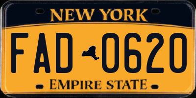 NY license plate FAD0620