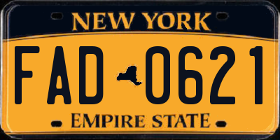 NY license plate FAD0621