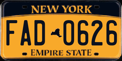 NY license plate FAD0626