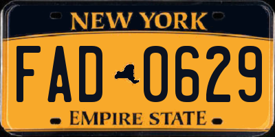 NY license plate FAD0629