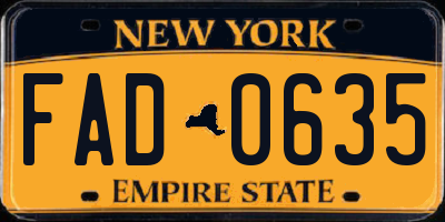 NY license plate FAD0635