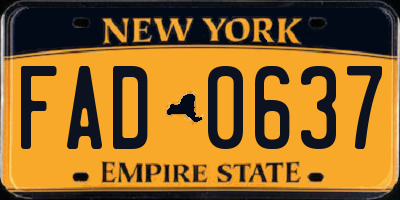 NY license plate FAD0637