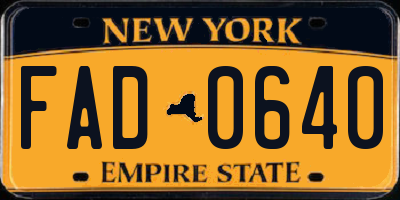 NY license plate FAD0640