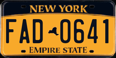 NY license plate FAD0641