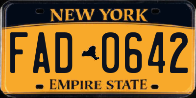 NY license plate FAD0642