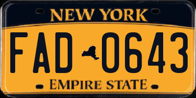 NY license plate FAD0643
