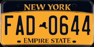 NY license plate FAD0644