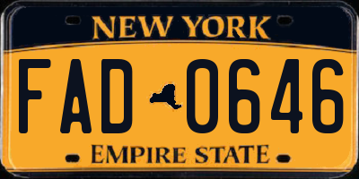 NY license plate FAD0646