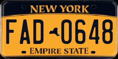 NY license plate FAD0648