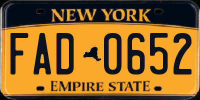 NY license plate FAD0652