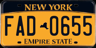 NY license plate FAD0655