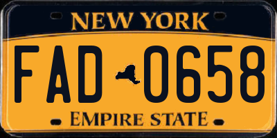 NY license plate FAD0658