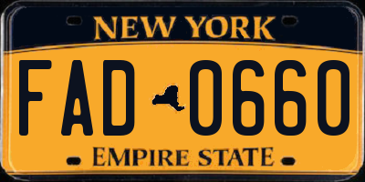 NY license plate FAD0660