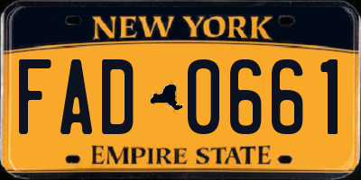 NY license plate FAD0661