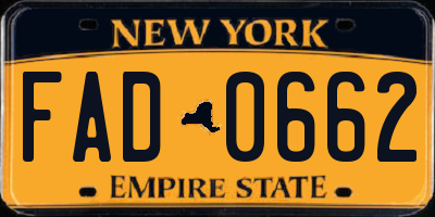 NY license plate FAD0662