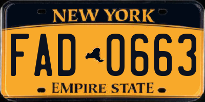 NY license plate FAD0663