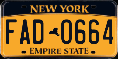 NY license plate FAD0664