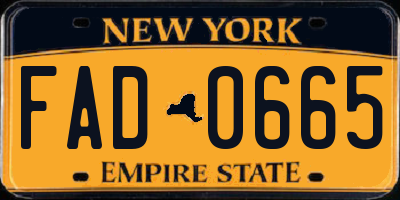 NY license plate FAD0665