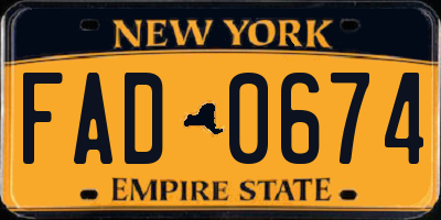 NY license plate FAD0674