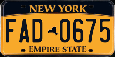 NY license plate FAD0675