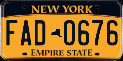 NY license plate FAD0676