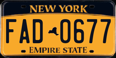 NY license plate FAD0677