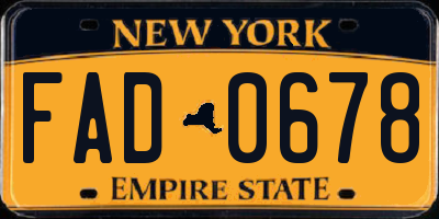 NY license plate FAD0678