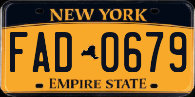 NY license plate FAD0679