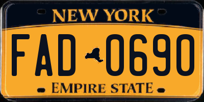 NY license plate FAD0690