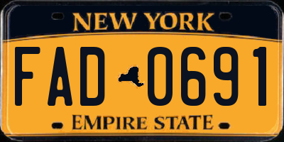 NY license plate FAD0691