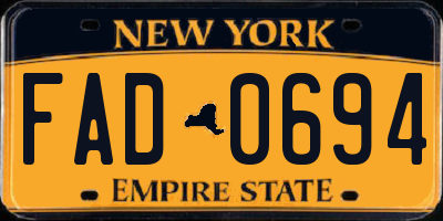 NY license plate FAD0694