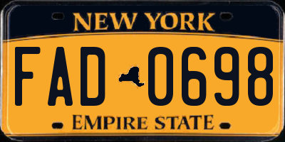 NY license plate FAD0698