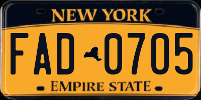 NY license plate FAD0705