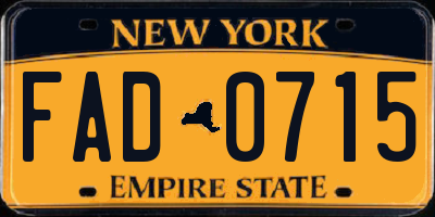NY license plate FAD0715
