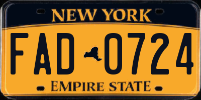 NY license plate FAD0724