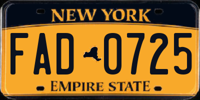 NY license plate FAD0725