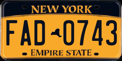NY license plate FAD0743