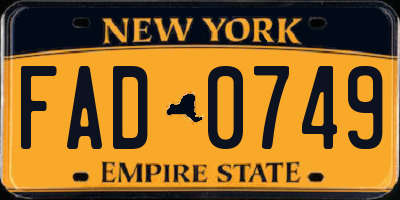 NY license plate FAD0749