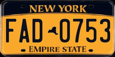 NY license plate FAD0753